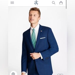 Brooks Brothers Regent Fit Saxxon™ Wool Plaid 1818 Suit - blue 46LG